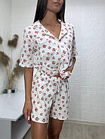 Ніжний мусліновий комплект рубашка шорти , S-XL