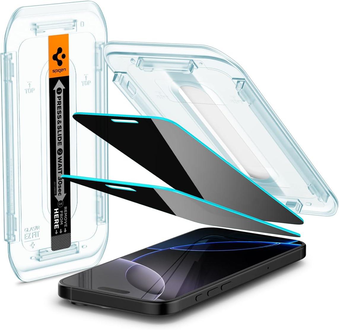 Захисне скло Spigen Glas.tR EZ FIT Privacy 2-Pack до iPhone 16 Pro Black (AGL07929)