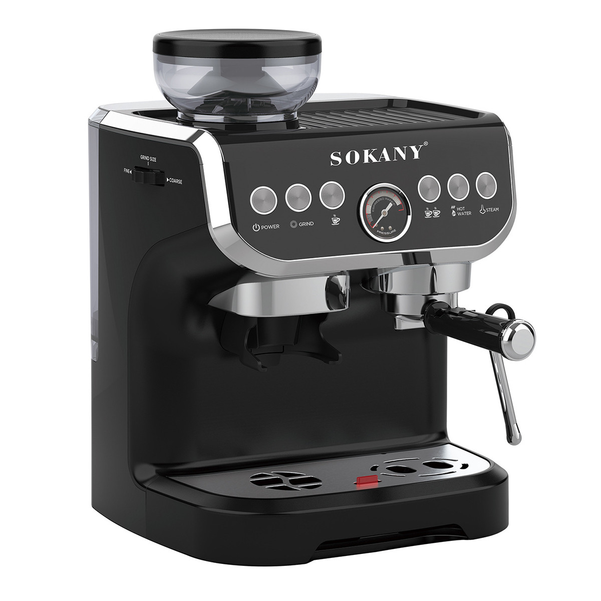 Кавомашина з капучинатором та кавомолкою зернова професійна Sokany електрична 2 л кавоварка еспресо Lugi, автоматична кава машина, фото 1