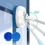 Електрична швабра з обертанням бездротова акумум'яторна швабра з круговою насадкою для миття підлоги, вікон, фото 4