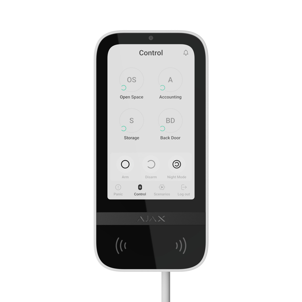 Дротова клавіатура із сенсорним екраном Ajax KeyPad TouchScreen Fibra біла