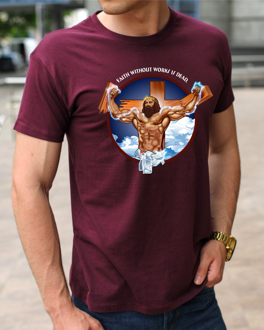 Православні футболки із зображенням Ісуса Віра без справ мертва, релігійний бавовняний одяг розмір S, фото 1