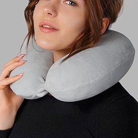 Ортопедична подушка для подорожей Monochrome 30x25см (Дорожня подушка для шиї) Сірий