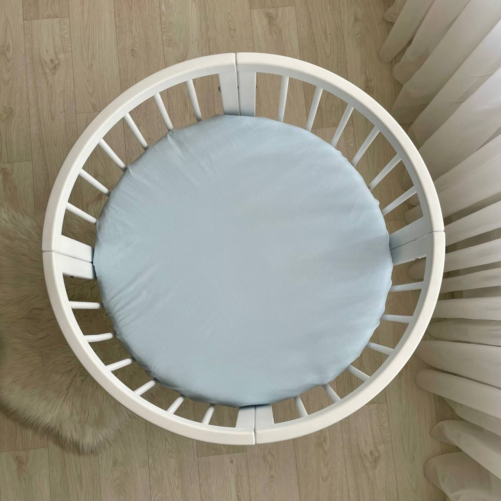 Простирадло в кругле ліжко блакитне