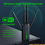 Дводіапазонний WIFI USB адаптер 1200 mbps 2.4 ГГц 5ГГц USB 3.0 портативний зовнішній мережева карта usb wifi 5g 1200 мбіт/с, фото 3