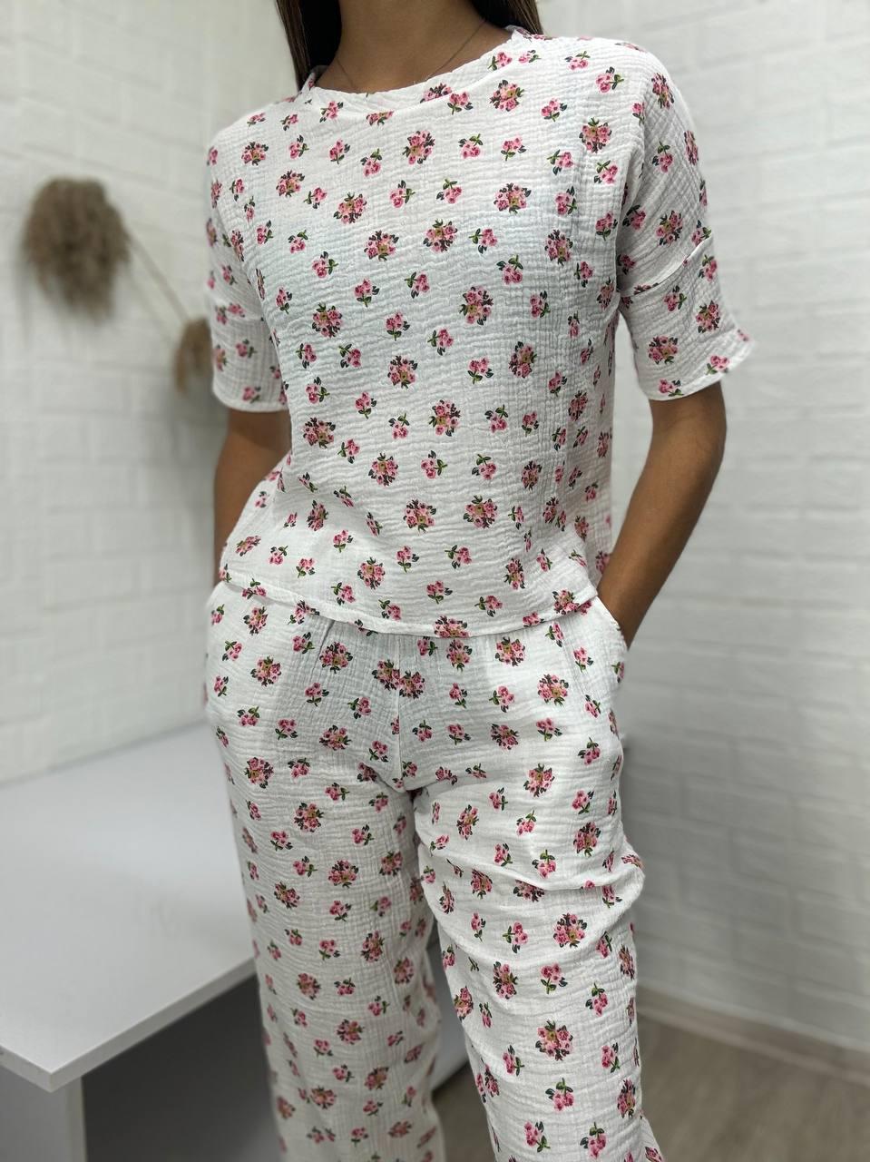 Комплект мусліновий футболка штани, S-XL, фото 1