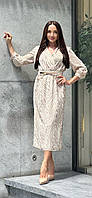 Плаття атласне міді 3/4 рукав бежеве з білим Жіночі атласні сукні великих і малих розмірів,Туречина