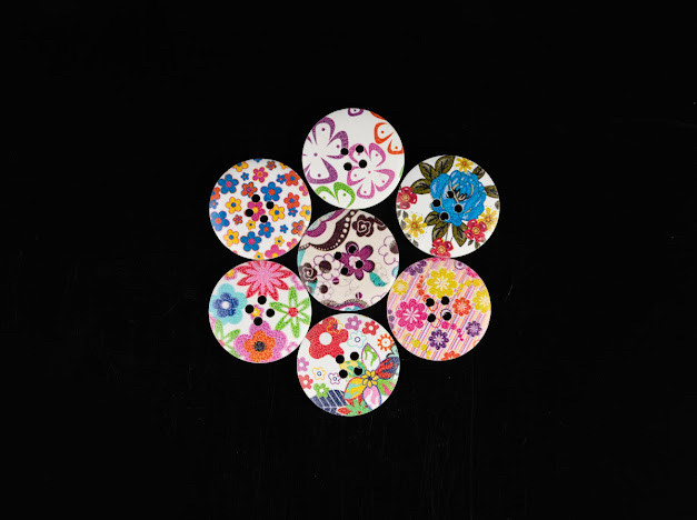 Ґудзики кольорові з малюнком. Колір мікс. 30мм, фото 1