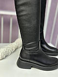 Чоботи панчохи Nivelle чорний стрейч високі жіночі демісезонні стильні шкіряні модні трендові, фото 5