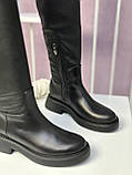 Чоботи панчохи Nivelle чорний стрейч високі жіночі демісезонні стильні шкіряні модні трендові, фото 3