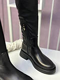 Чоботи панчохи Nivelle чорний стрейч високі жіночі демісезонні стильні шкіряні модні трендові, фото 4