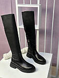 Чоботи панчохи Nivelle чорний стрейч високі жіночі демісезонні стильні шкіряні модні трендові, фото 6