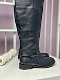 Чоботи жіночі натуральна шкіра байка демісезонні сині з ланцюжком, фото 6