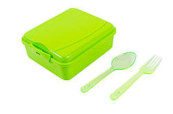 Ланч-бокс з відділеннями та приборами (контейнер для їжі), 1л