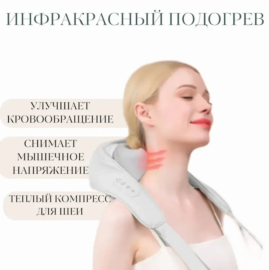Універсальний масажер для шиї, плечей, ніг і тіла з інфрачервоним підігрівом, фото 1