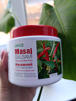 Масажний гель-бальзам unice з паприкою, перцем чілі та кофеїном, 500 мл