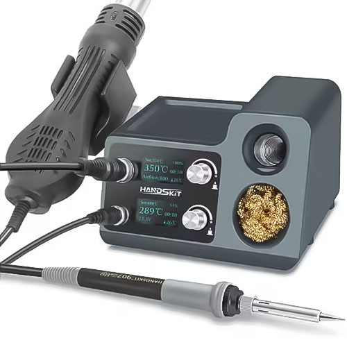 Термоповітряна станція HandsKit 8936, паяльник фен OLed-дисплей 220V, HandsKit 8936