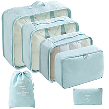 Набір органайзерів 6 в 1 для організації одягу "Wish u have a colorful life". Блакитний колір