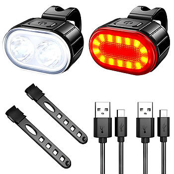 Велоліхтар (Велофара 2LED + Габарит 14SMD), від USB, ZH-078 / Велосипедний ліхтар / Фари на велосипед