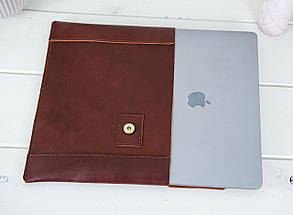 Чохол для MacBook Дизайн №20 з натуральної шкіри колір Вишня, фото 3