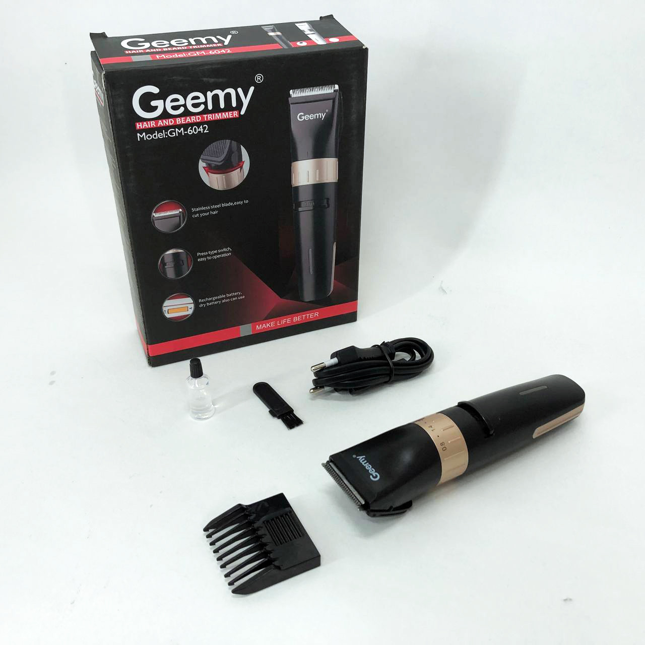Миюча машинка для стрижки Gemei GM-6042 черный, Електрична машинка для стрижки, Бритва BN-469 тример машинка
