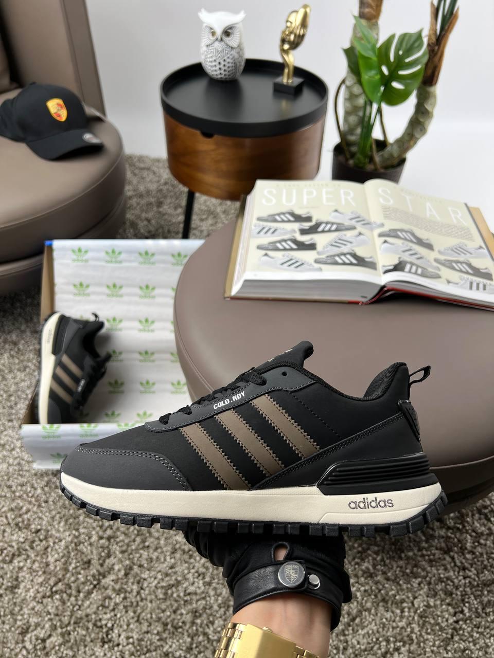 Чоловічі нубукові кросівки Adidas Originals Run 60s 3.0 Black Grey, кеди Адідас чорні нубук. Чоловіче взуття