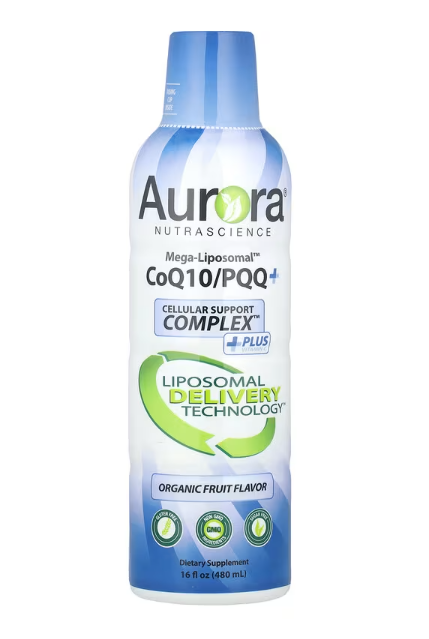 Коензим Q10/PQQ+Mega-LiposomalTM Aurora Nutrascience зі смаком органічних фруктів, 480 мл
