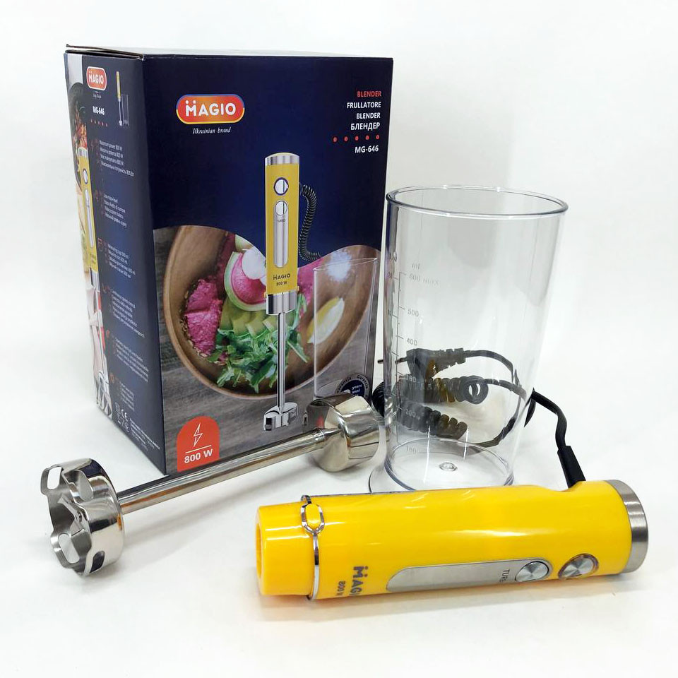 Блендер побутовий електричний Magio MG-646 800 Вт, Блендер для кухні подрібнювач RU-419 з чашею