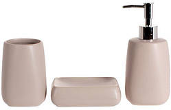 Набір аксесуарів "Beige Classic" для ванної кімнати: дозатор для мила, підставка, мильниця.