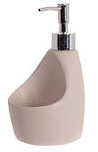 Дозатор для миючого засобу "Beige" 350мл, 10.5х9.5х18см з підставкою для губки, бежевий