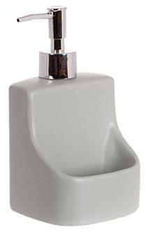 Дозатор для миючого засобу "Grey" 400мл, 9.8х9.5х18см з підставкою для губки, сірий