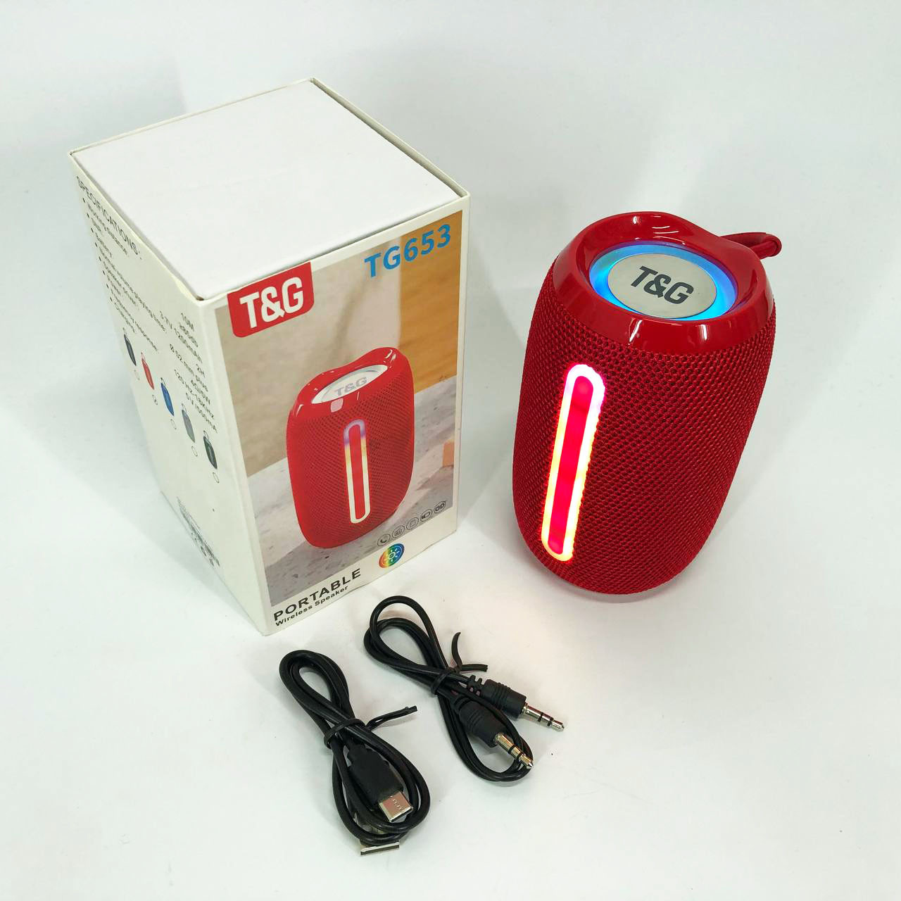 Бездротова колонка TG653, Bluetooth колонка з різнокольоровим підсвічуванням, Лампа ZE-324 блютуз колонка