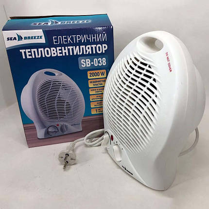 Електричний обігрівач для офісу SeaBreeze SB-038 2000 Вт, Вітродуйчик, Побутовий обігрівач OX-982 для квартири, фото 1