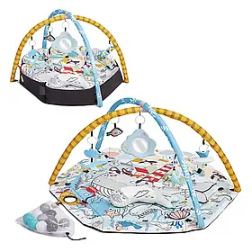 Килимок манеж розвиваючий ігровий Kinderkraft Smartplay Sea (дуга з іграшками, подушка, м'ячики)