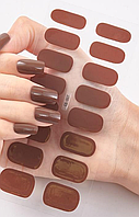 Гелеві нігті наклейки стікери для манікюру твердіють 16шт коричневий (AN)26496