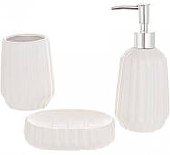 Набір аксесуарів Bright для ванної кімнати "Молочний Білий" 3 предмети, кераміка