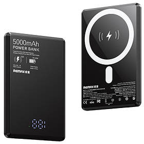 Ультратонкий  повербанк 5000 мАг 20W з безпровідною зарядкою MagSafe Remax RPP-107 Чорний