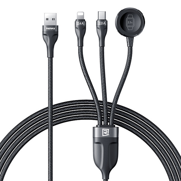 Кабель для зарядки 3в1 REMAX RC-C169 USB-A-Type-C+Lightning+Wireless Charge 1,2м Чорний, фото 1