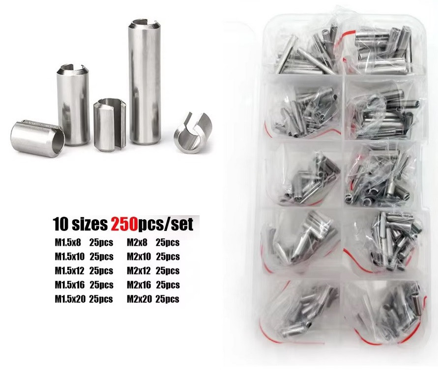 Штифти Трубчасті M1.5;M2 Пружинні Нержавіючі Набір 250шт DIN 1481 SPEC (SP-069250)