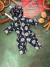 Зимовий дитячий теплий комбінезон від 1 року 80-86 86-92 92-98 98-104 розмір з капюшоном, фото 4