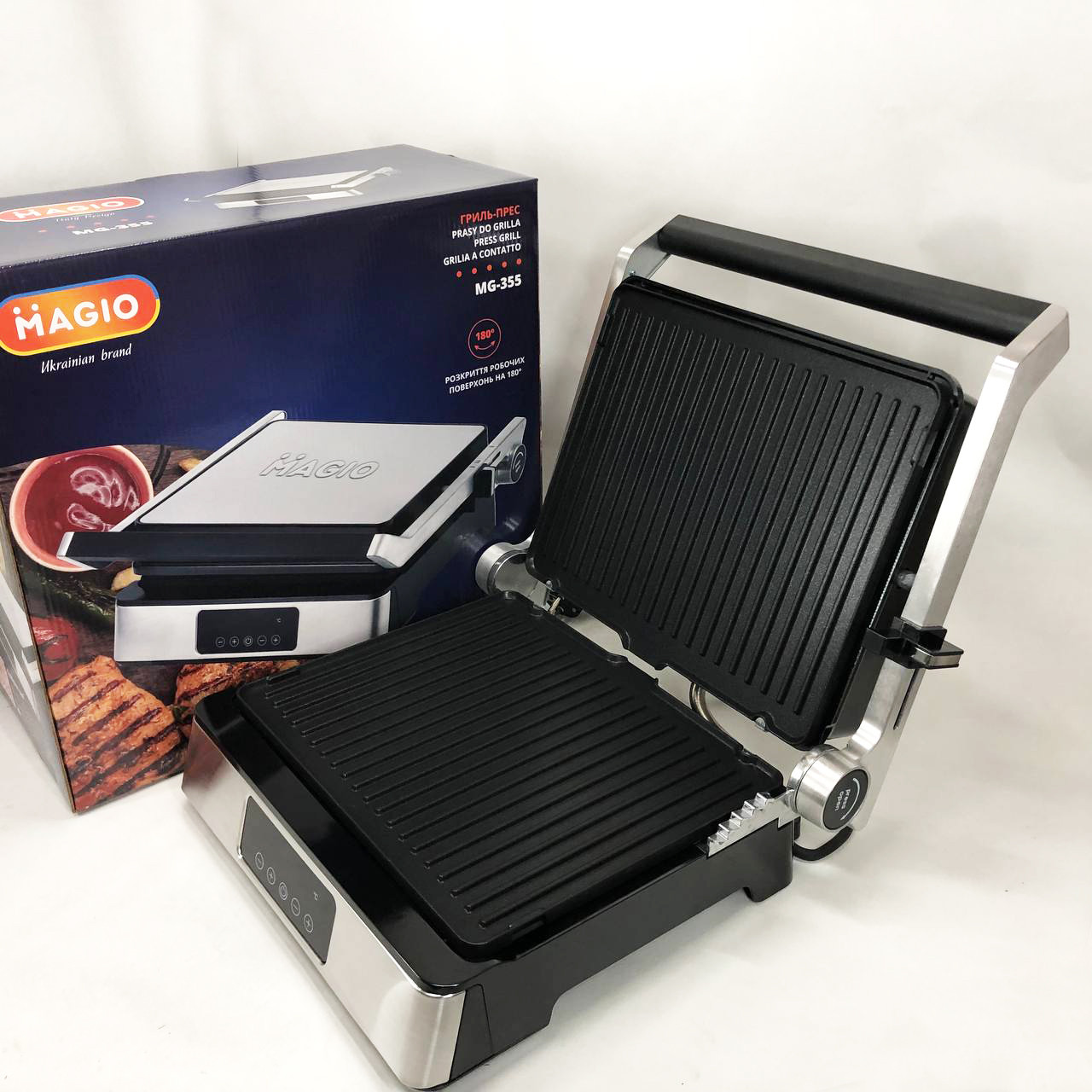 Електрогриль притискний для м'яса MAGIO MG-355, Гриль електричний для дачі, Домашній гриль RQ-744 для шаурми