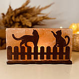 Соляна лампа з гімалайської солі "Коти на паркані" 2кг, фото 2