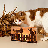 Соляна лампа з гімалайської солі "Коти на паркані" 2кг, фото 3