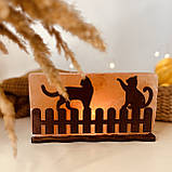 Соляна лампа з гімалайської солі "Коти на паркані" 2кг, фото 4