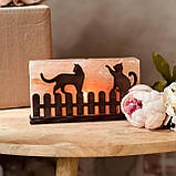 Соляна лампа з гімалайської солі "Коти на паркані" 2кг, фото 6