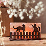 Соляна лампа з гімалайської солі "Коти на паркані" 2кг, фото 7