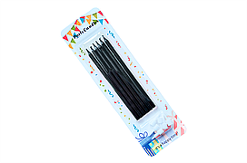 Свічки для торту "Металік" чорні з підставкою (6шт.)