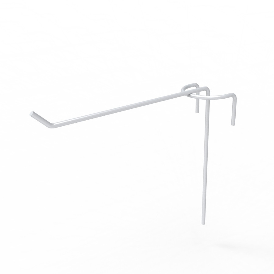 Гачок одинарний на торговельну сітку 100 мм D3 мм, білий