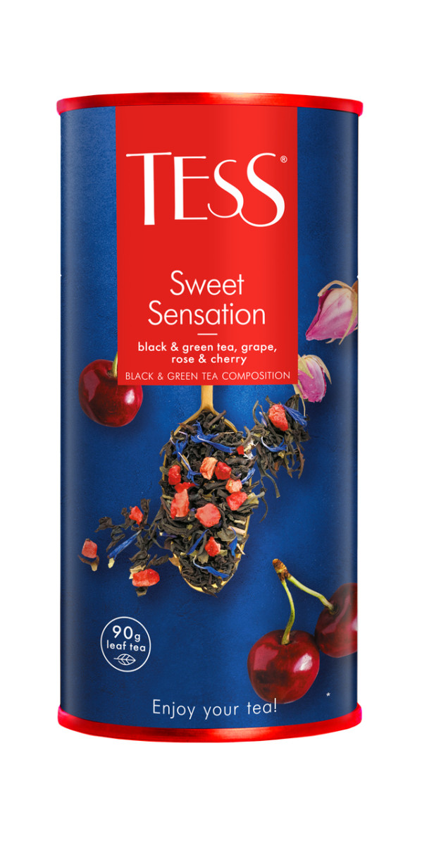 Чай листовий суміш чорного та зеленого чаю TESS Sweet Sensation, тубус 90 гр (Тес)