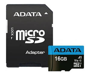 Карта пам'яті A-DATA microSDHC Premier 16GB Class 10 UHS-I (U1) V10 A1 W-25MB/s R-100MB/s +SD-адаптер